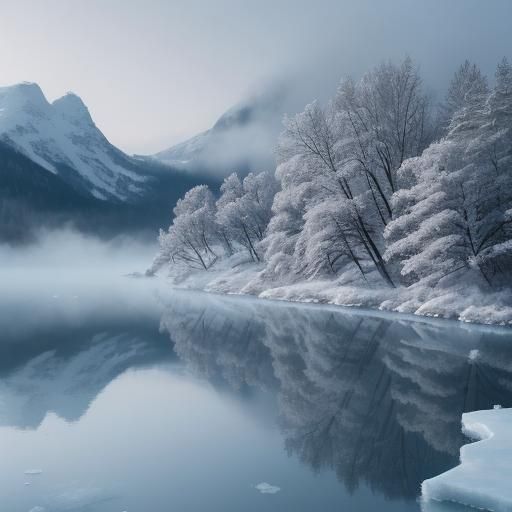 Serene Frozen Lake Landscape Photography