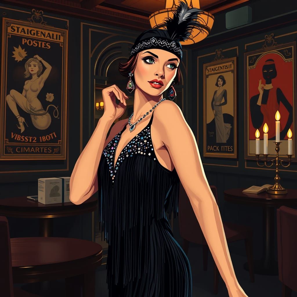 Roaring 20s Flapper in Art Deco Style