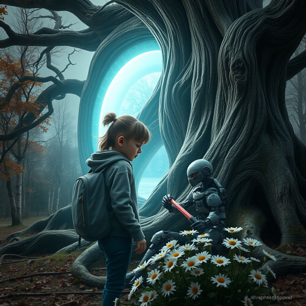 an old hollow gnarly oak tree