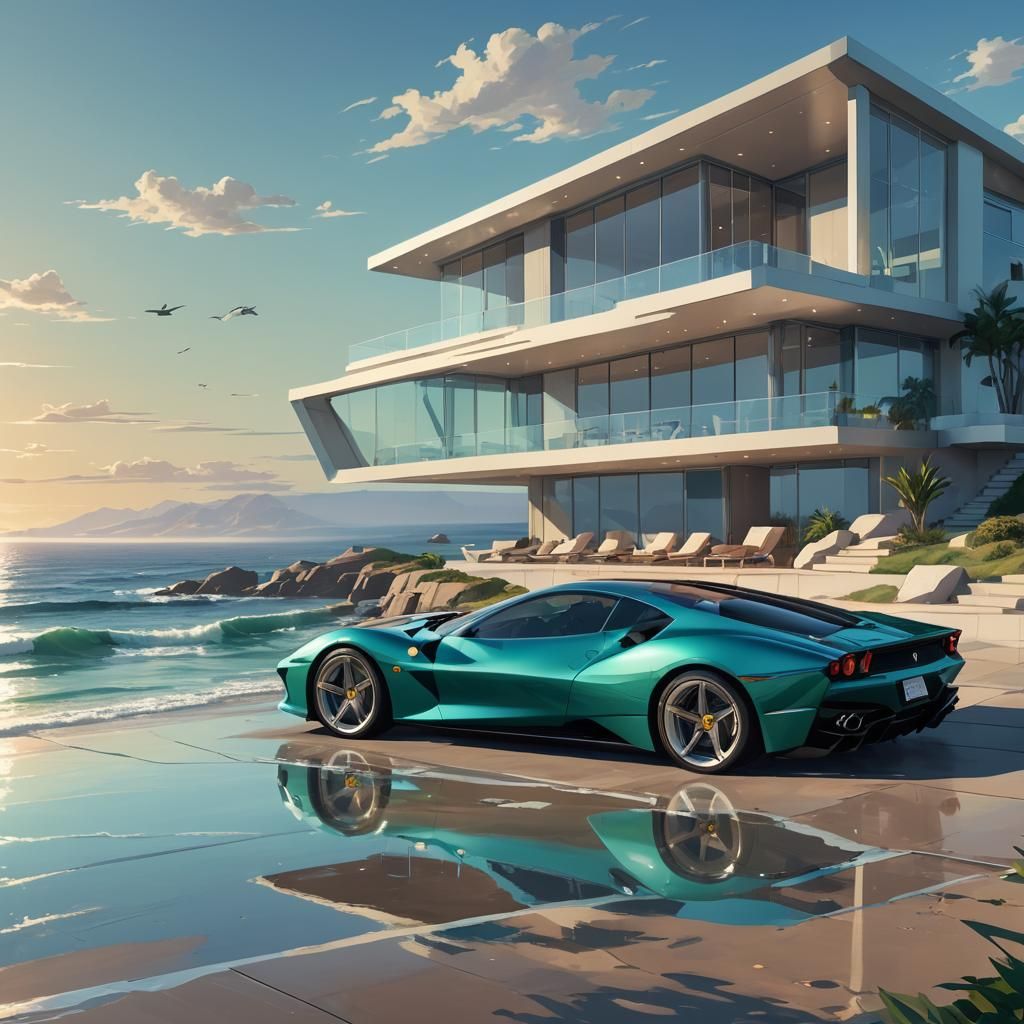 Futuristic House with Ferrari, Concept Art