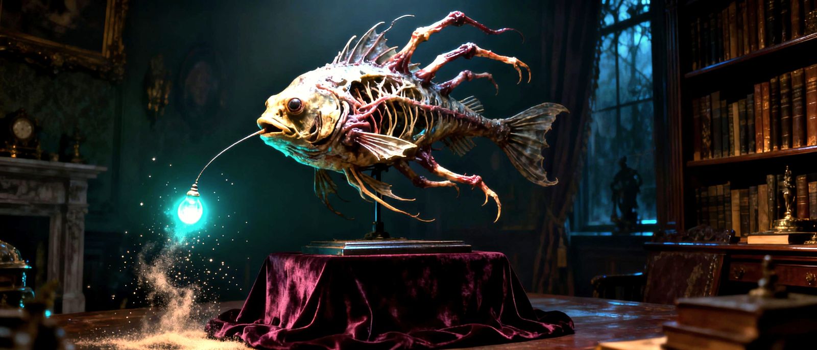 Dark Fantasy Cryptid Anglerfish Taxidermy Art