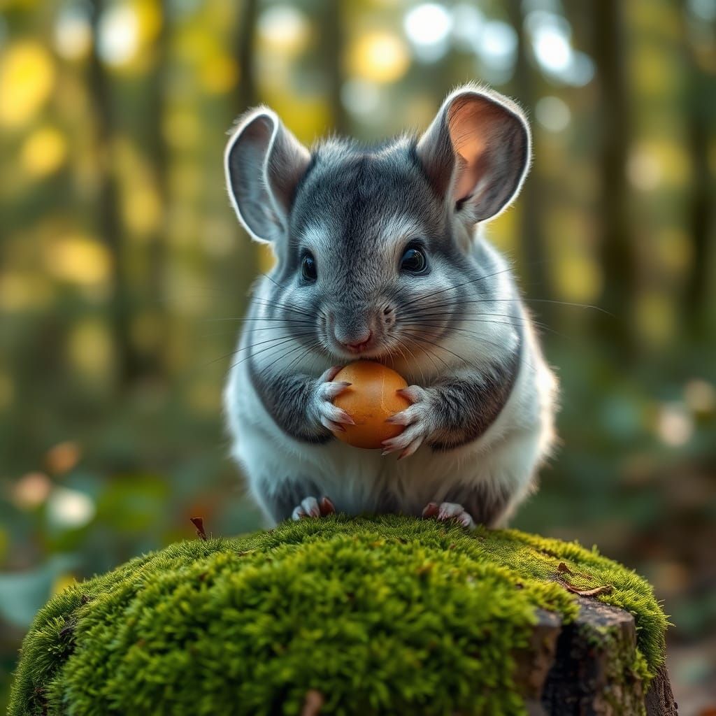 Chinchilla's Forest Snack: A Wildlife Portrait