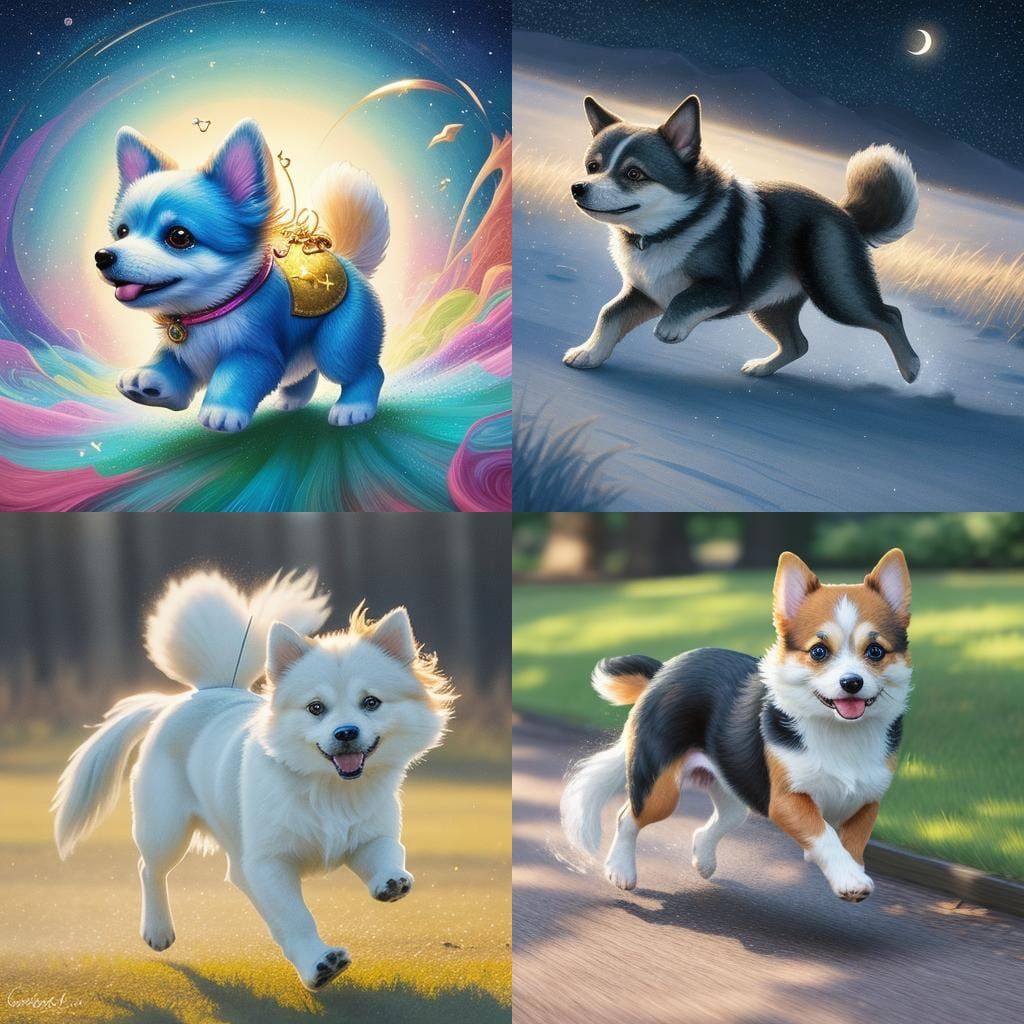 Cute Dog Running in Circles, AI Generated