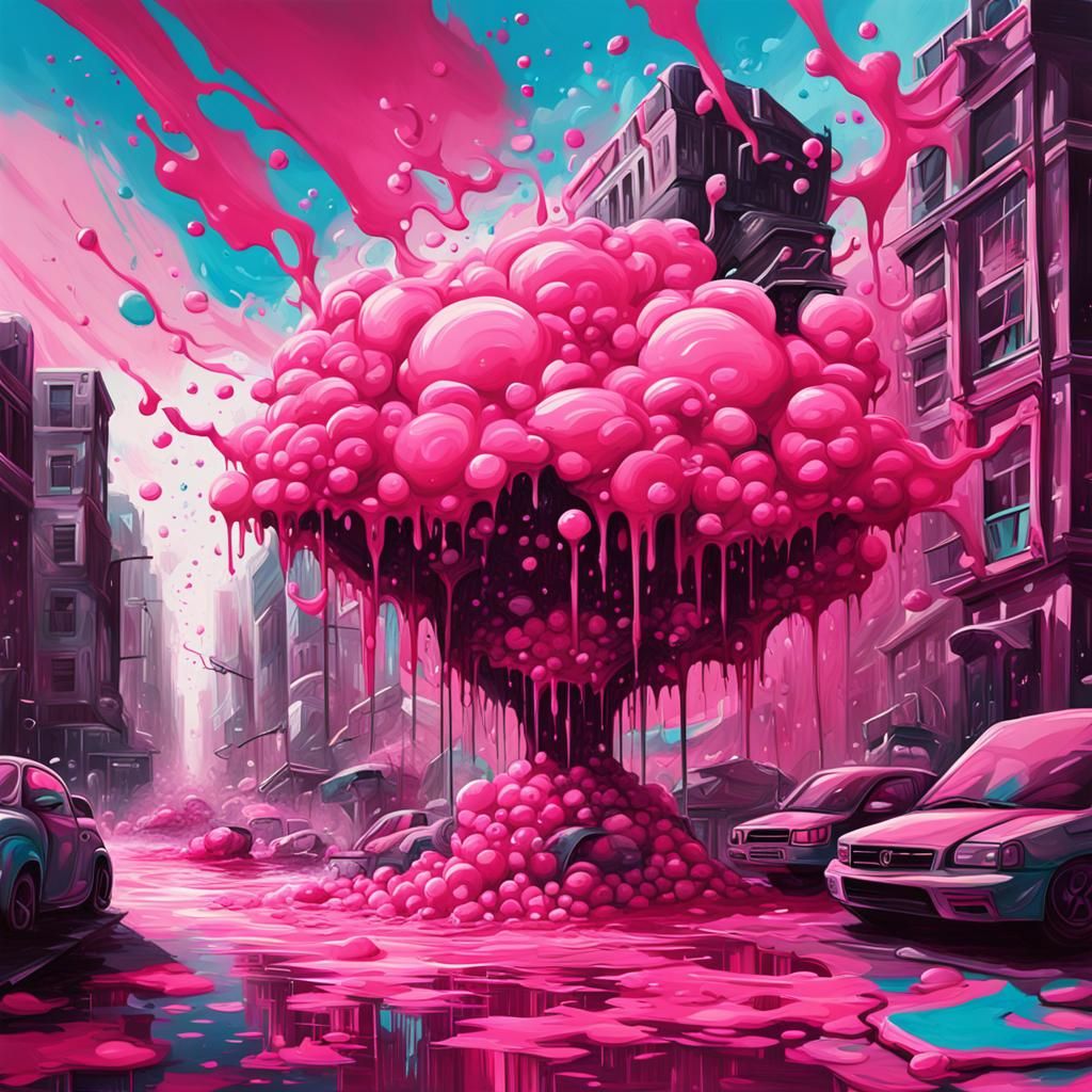 Pink Graffiti Art in Splash Style