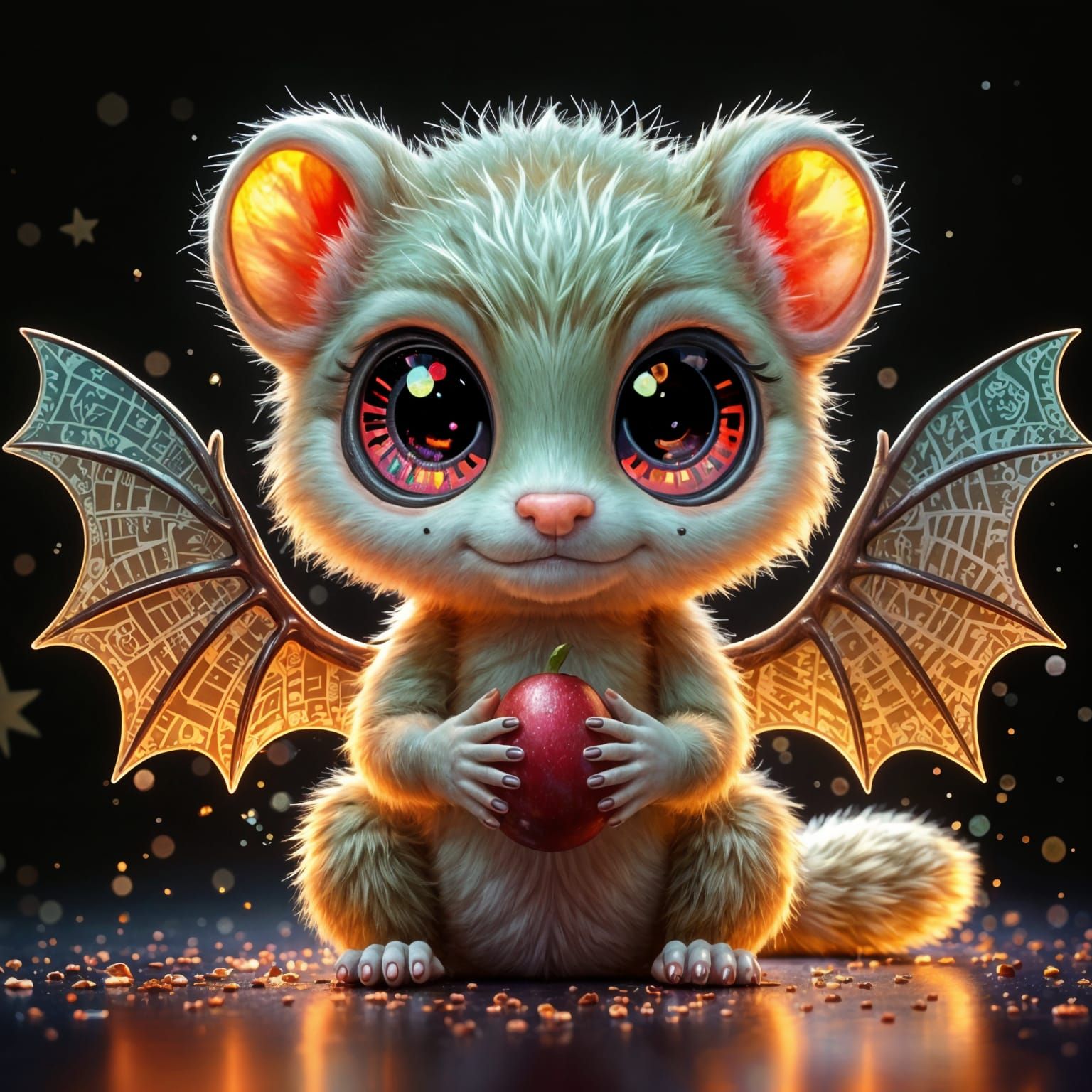 Android Ferret with Avocado and Bat Wings