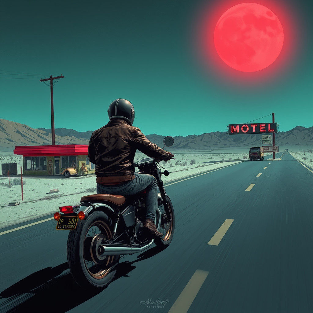 Motorcyclist's Endless Desert Highway Journey