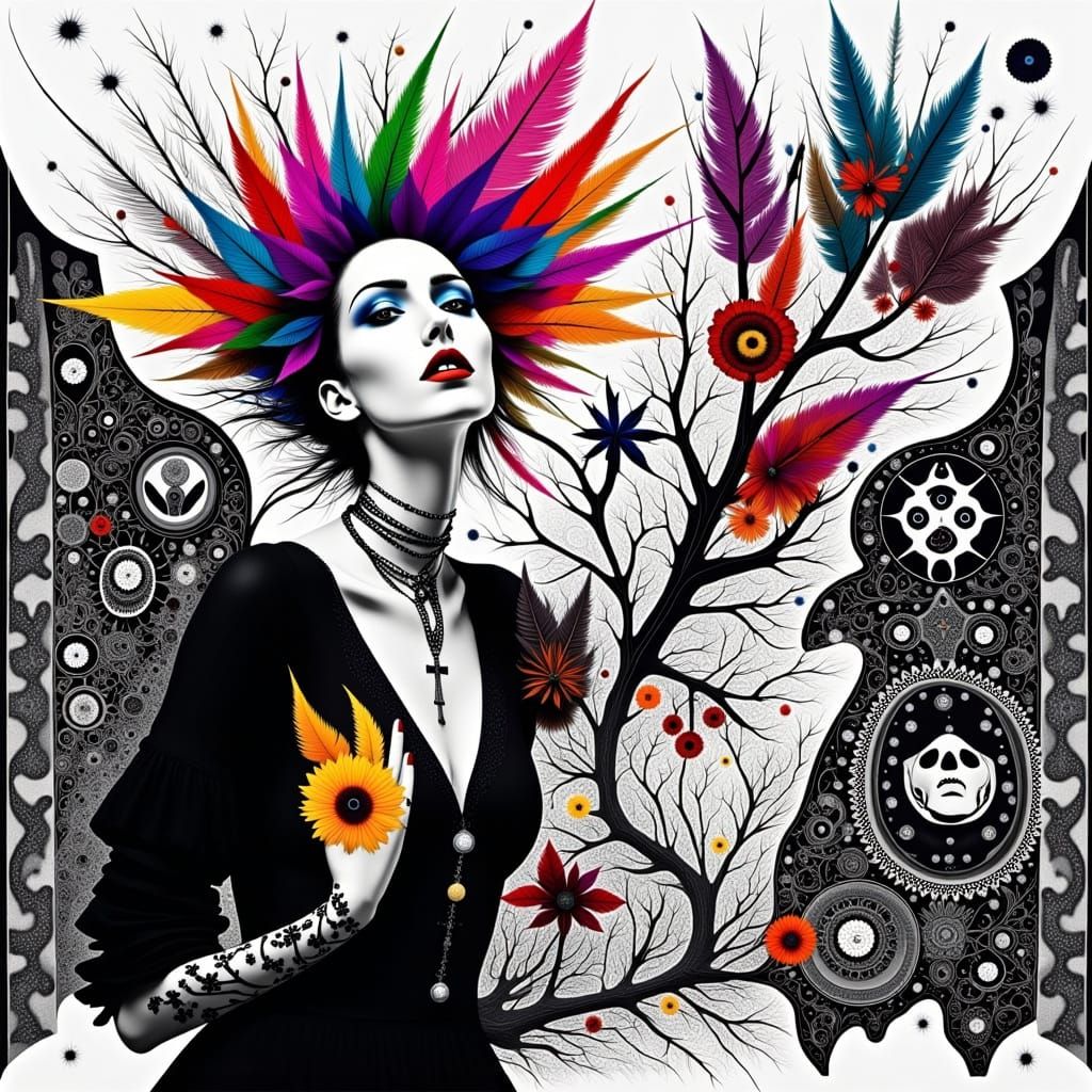 <lora:Flux Photogram:1.0> <lora:Cosmic Gothic 2:1.0> <lora:Bright Chroma 2:1.0> <lora:Indigenous Fantasy 2:1.0>  Wow, Ph...