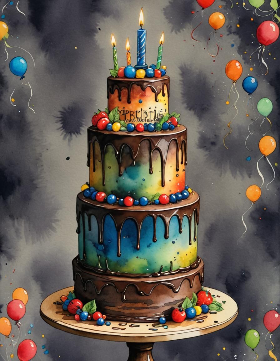 Tye-Dyed Birthday Cake