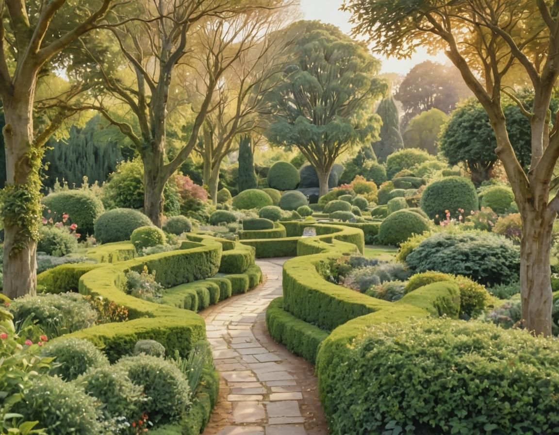 Idyllic Garden Path Digital Watercolour Painting