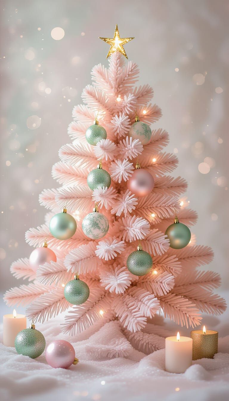 Magical Pink Christmas Tree with Festive Lights