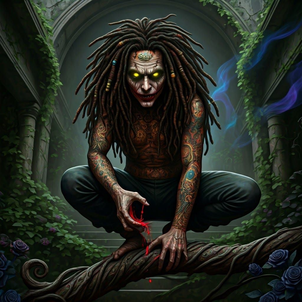 Nightmarish Lovecraftian Joker with Butterfly Wings