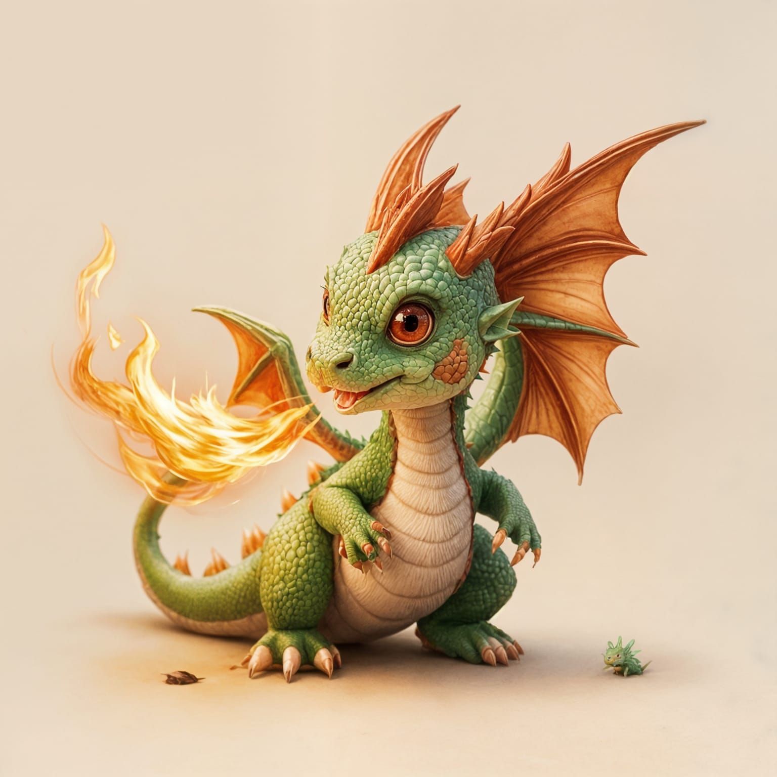 Cute Baby Dragon Spitting Fire
