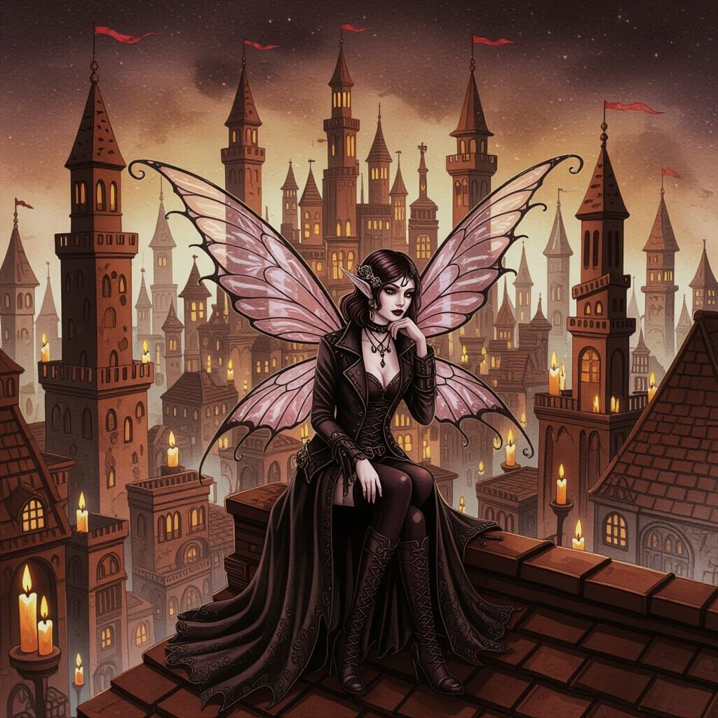 Fairy, Chocolate Wings, Chocolate City Lit by Candlelight