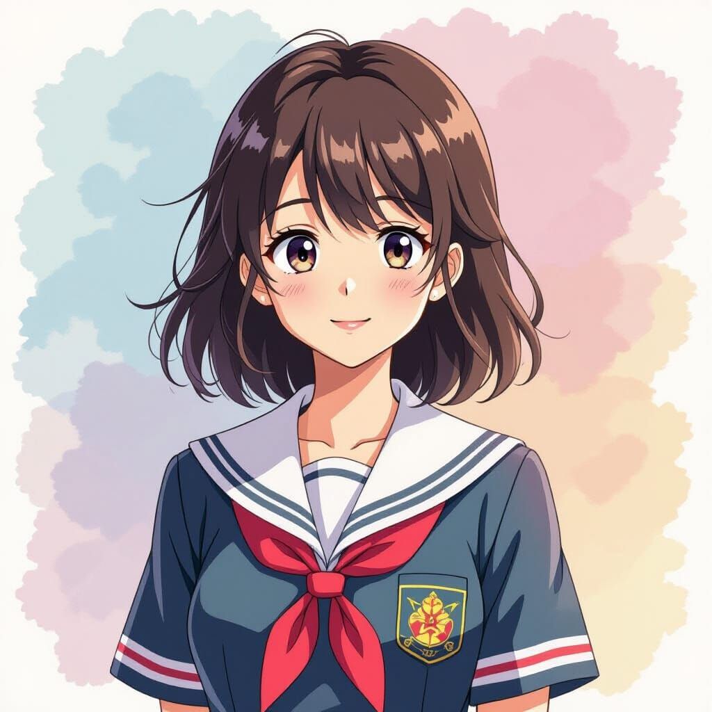 Anime Character in School Uniform, Ghibli Style