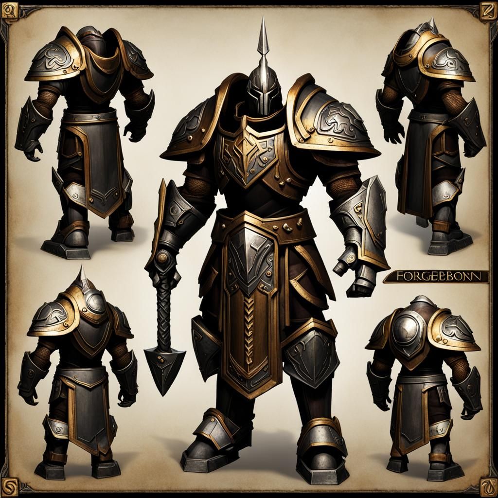 Imposing Warforged Figure with Dwarven Aesthetic
