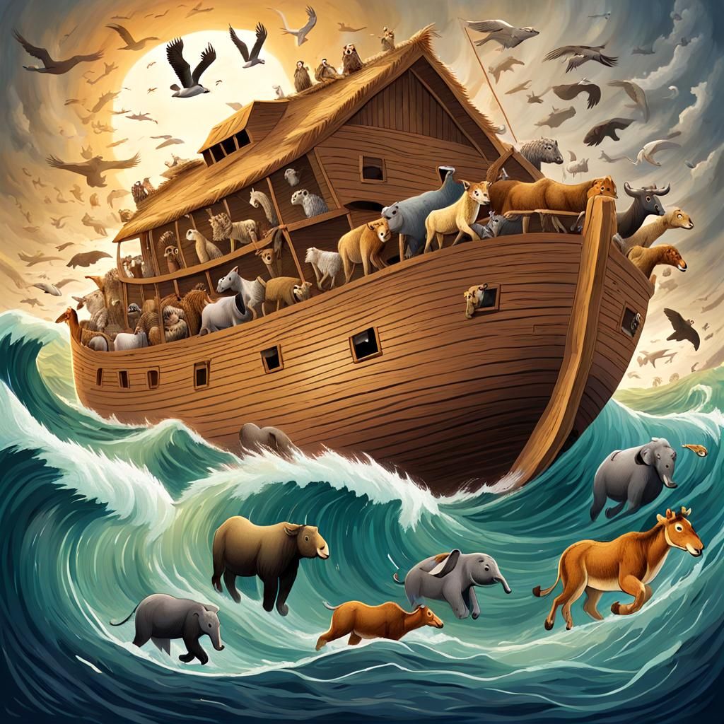 Noah's Ark Amidst a Post-Apocalyptic Flood