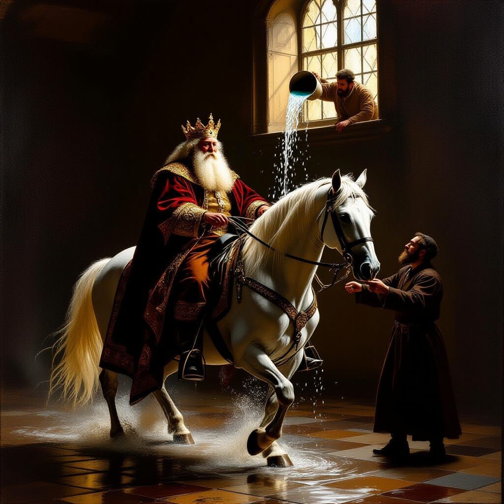 Royal Jew on White Horse Washed with Dirty Water