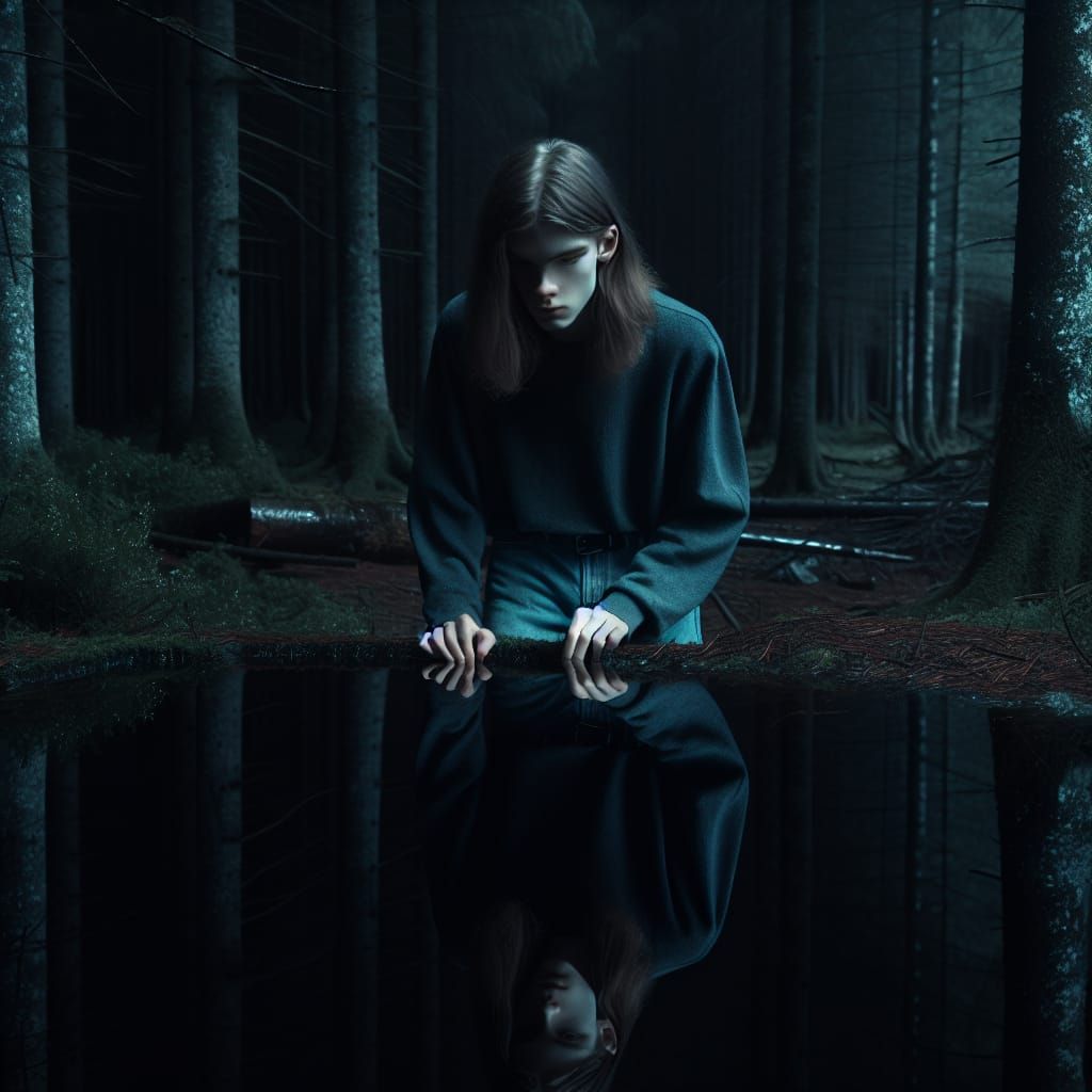 Mysterious Forest Pool Reflection