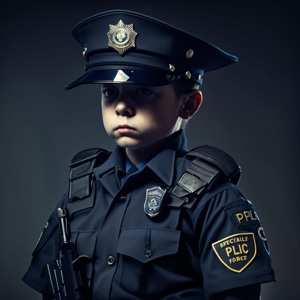 Young Boy as Police Special Force Recruit