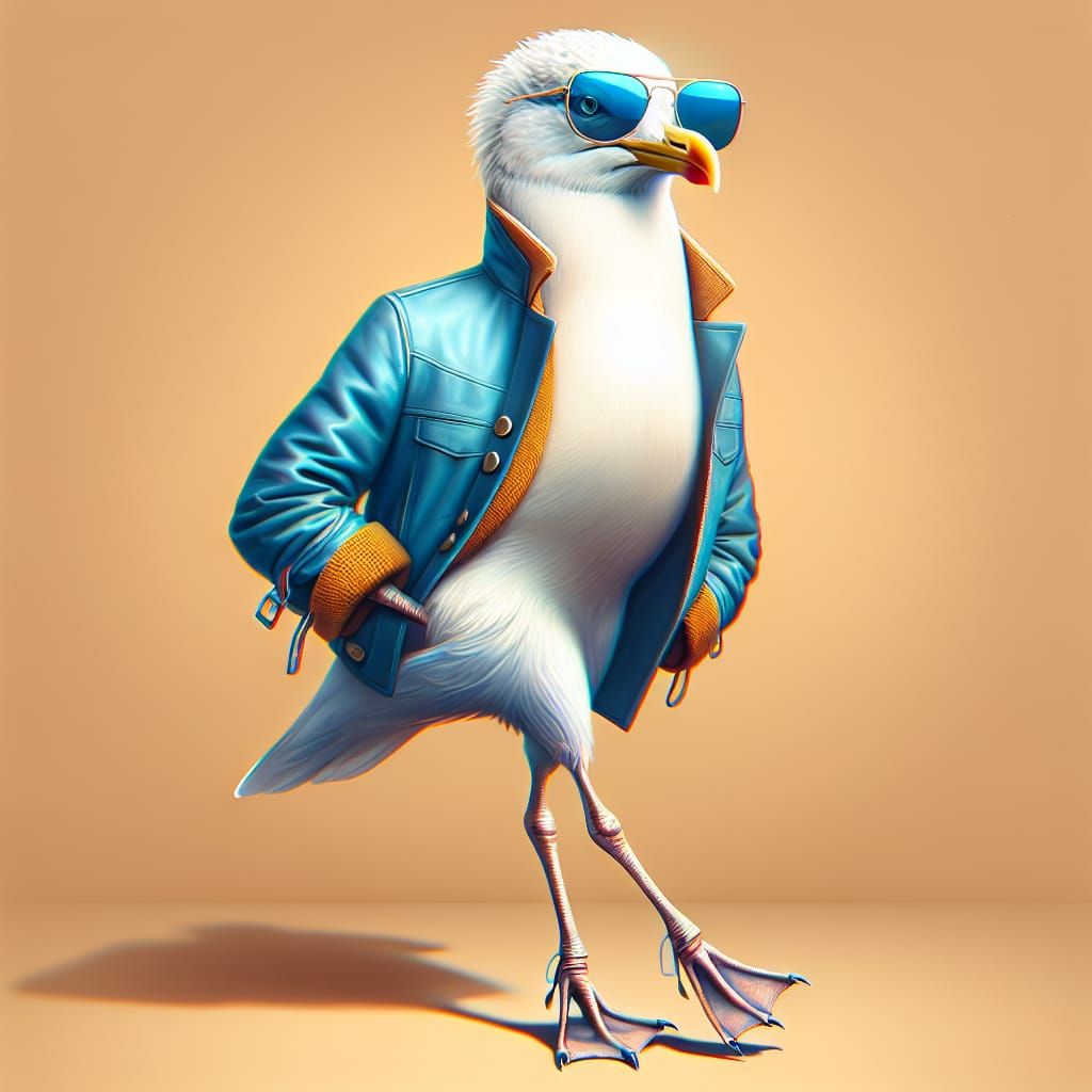 Seagull with Sunglasses and Human Feet
