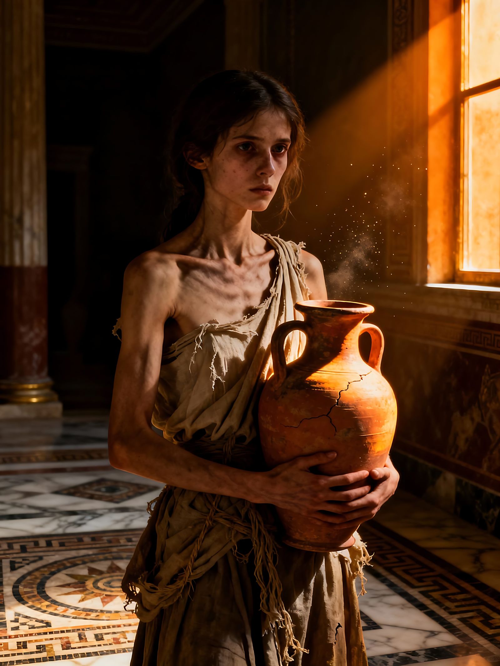 Malnourished Gaul Girl in Roman Villa