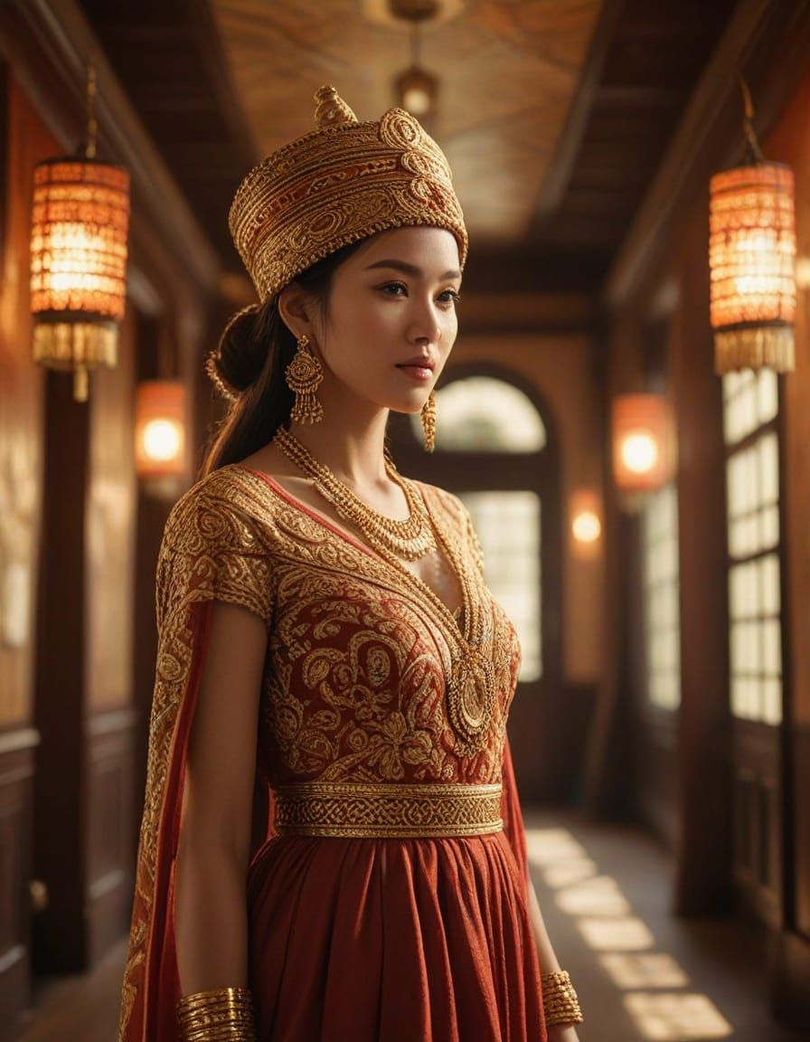 Southeast Asian Goddess in Warm Golden Light