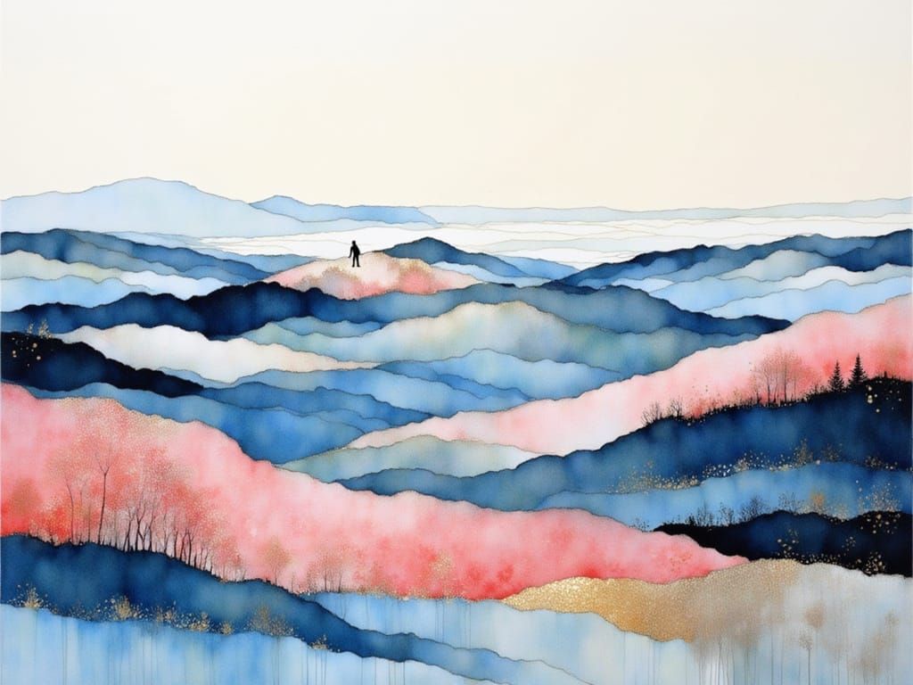 Minimalist Landscape with Soft-Focus Blooms