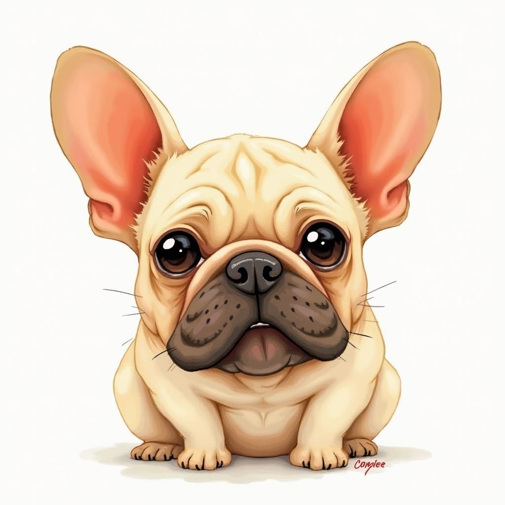 Chubby French Bulldog with Smushed Face and Oversized Ears