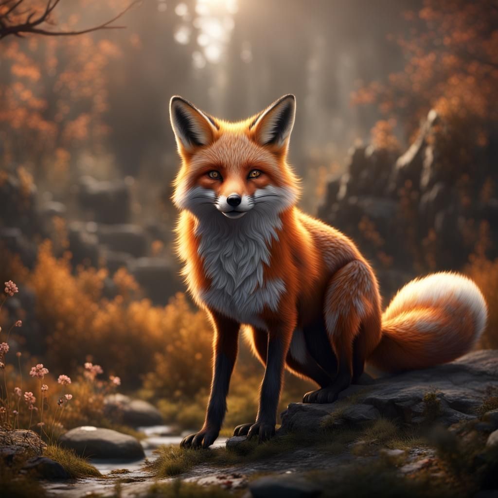 Professional Fox in Detailed Matte Painting