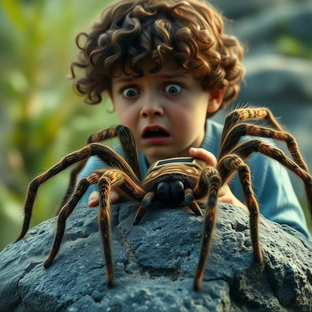 Horrified Boy Discovers Giant Hairy Spider