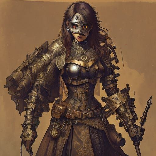 Steampunk Pirate Woman in Victorian Setting