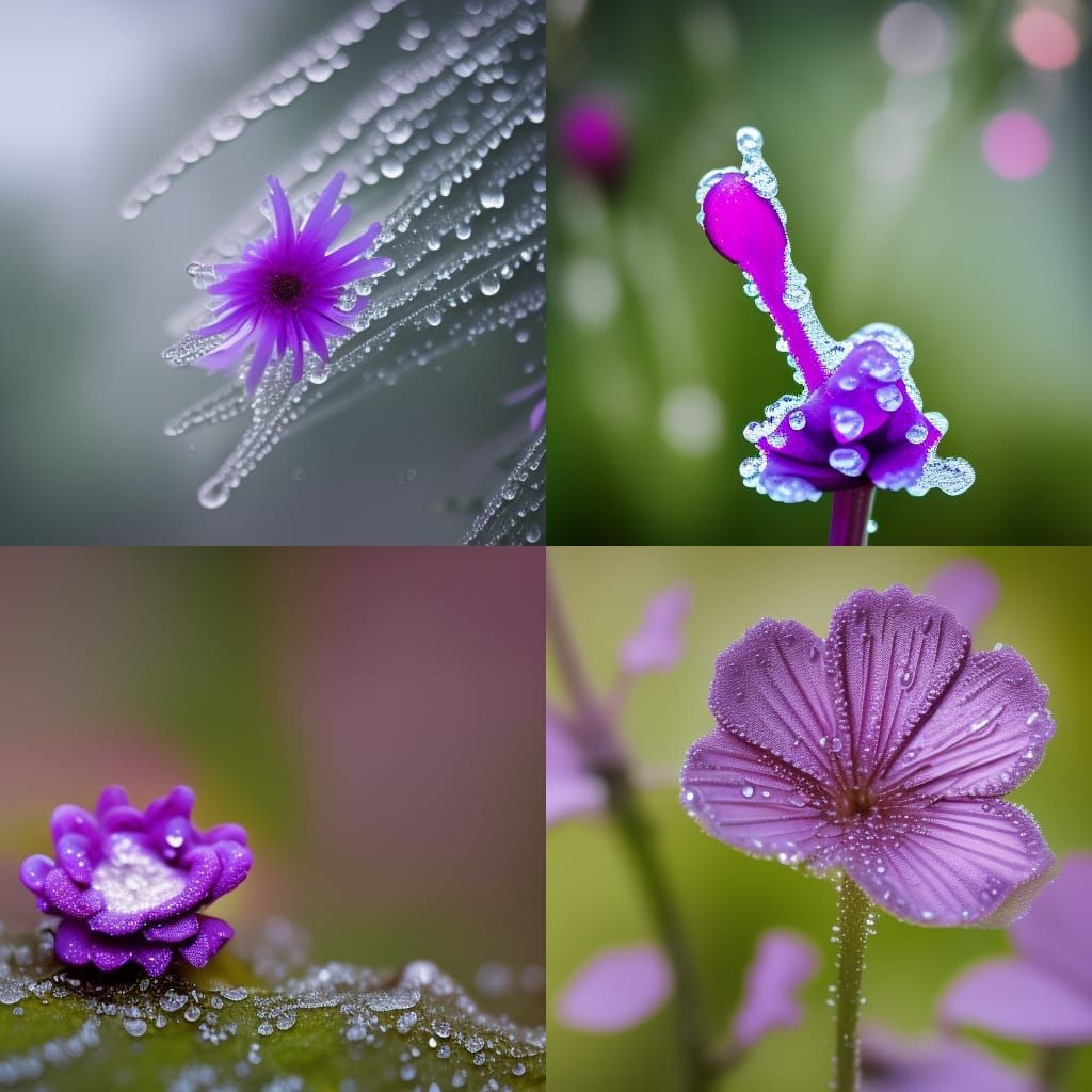 Dew-Kissed Purple Flower: Professional Photography