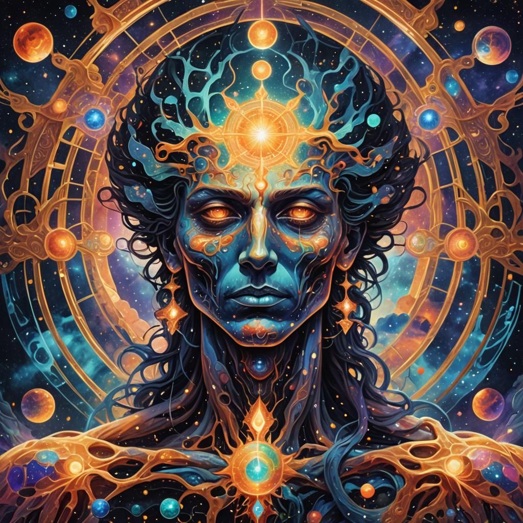 Astral Rebirth: Holographic Cosmic Illustration