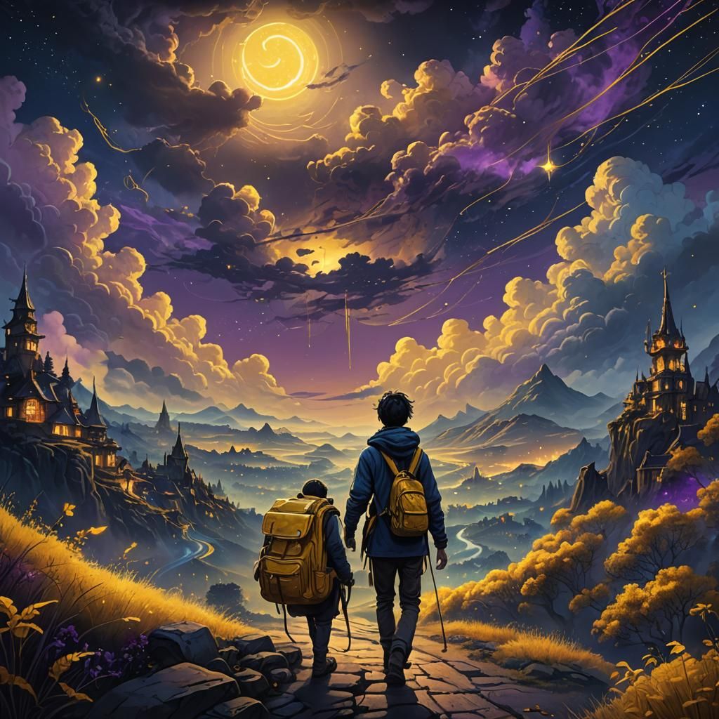 Fantastical World Drawn with Glowing Lines