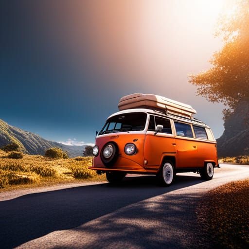 Westfalia camper on the road to eden