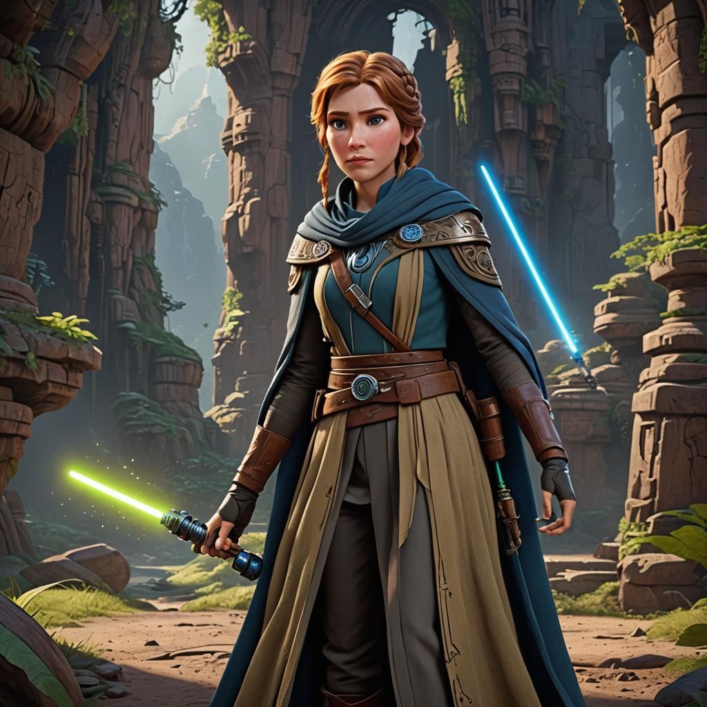 Princess Anna as Jedi in Disney Style