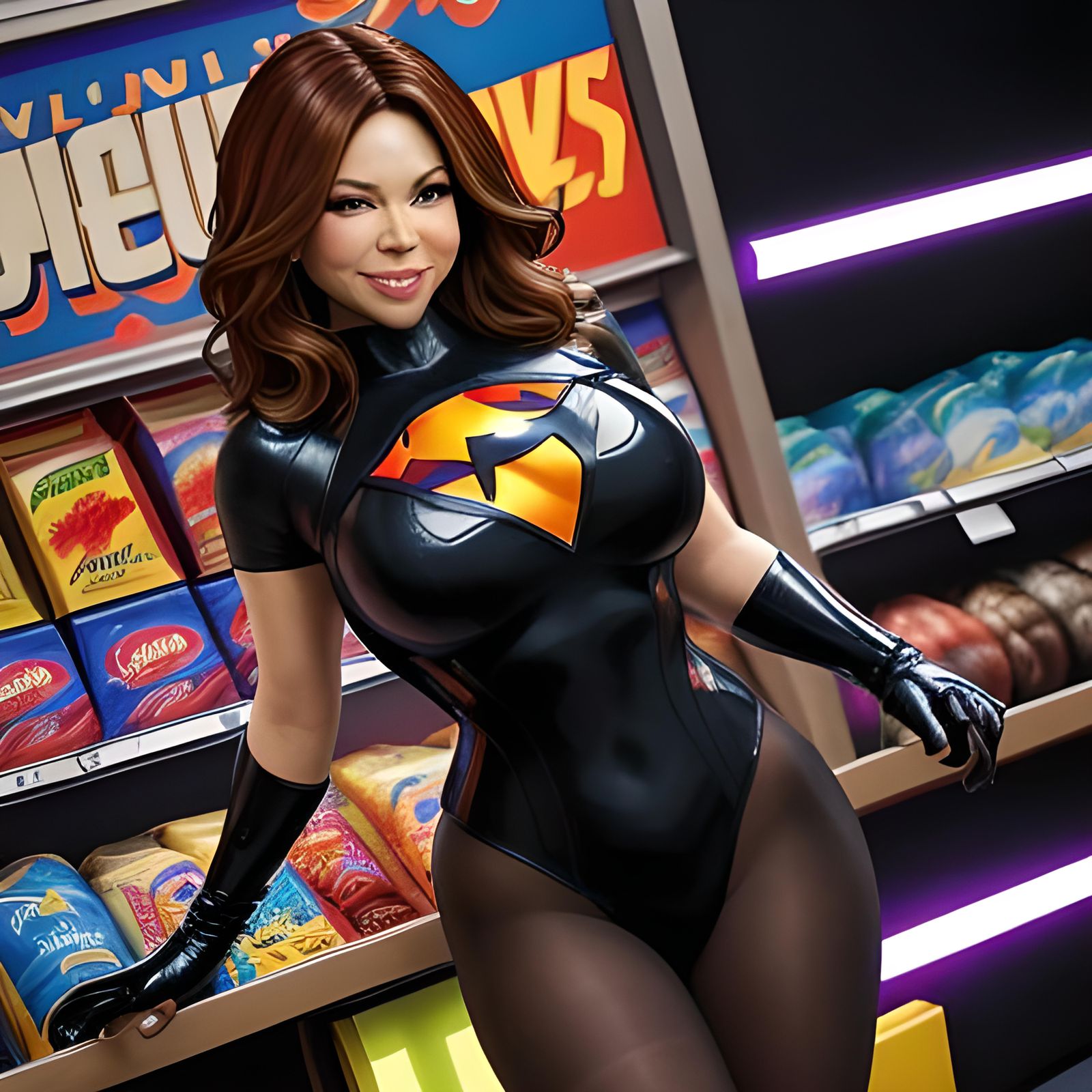 Rachael Ray as 80s Superhero at Grocery