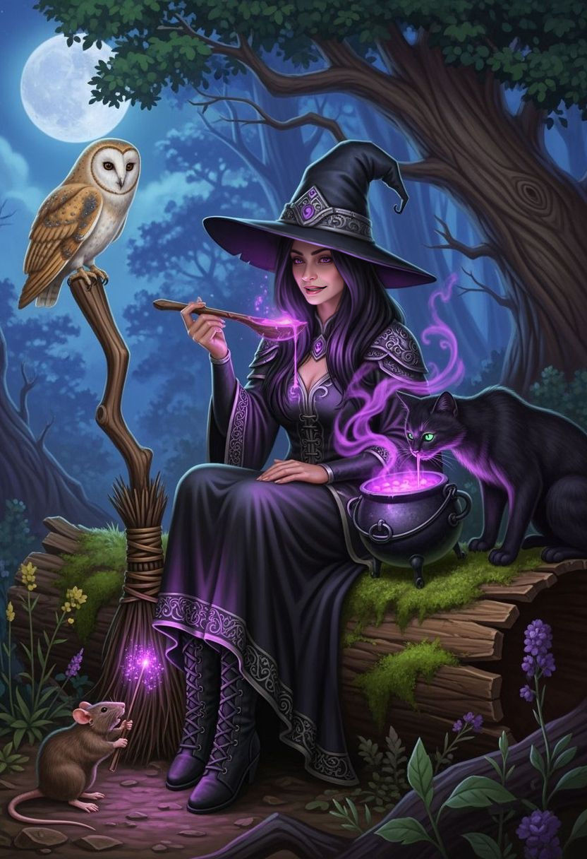 Beautiful Witch with Glowing Potion, World of Warcraft Style