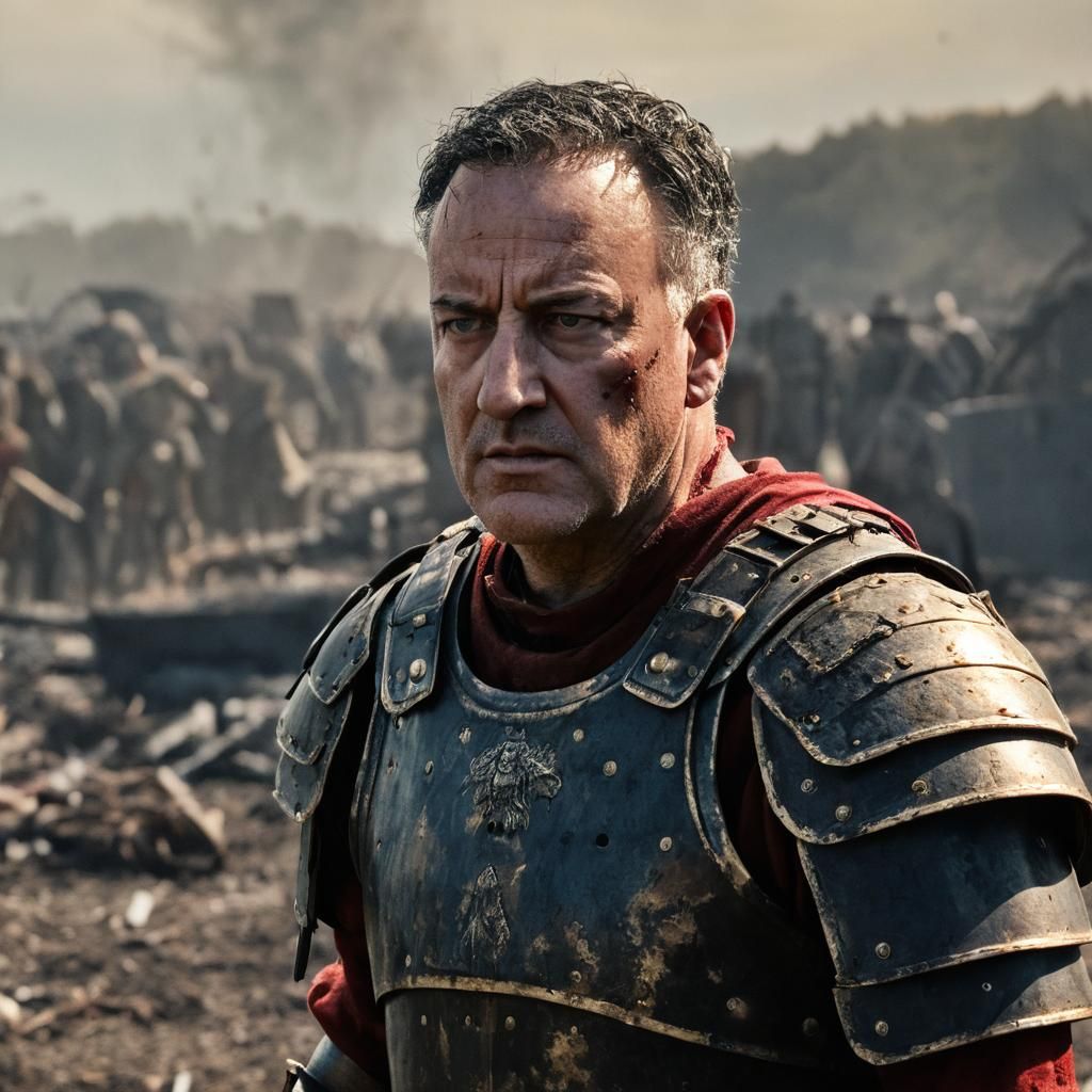 Battle-Scarred Roman General on Battlefield: Cinematic Film ...