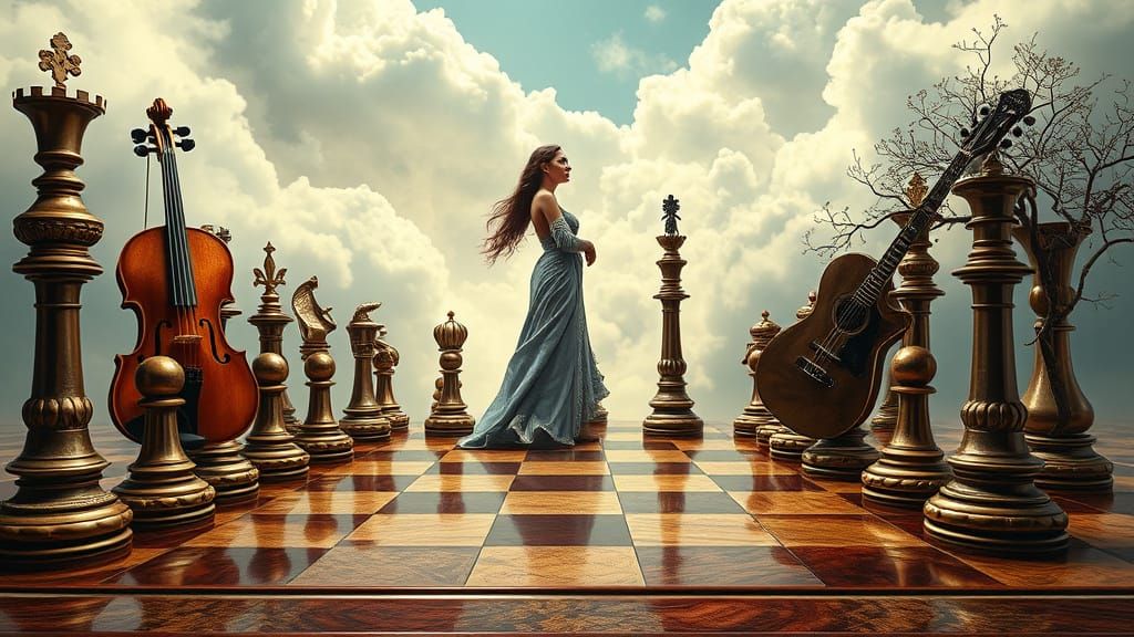 Hyperrealistic Chessboard Universe of Empowered Femininity