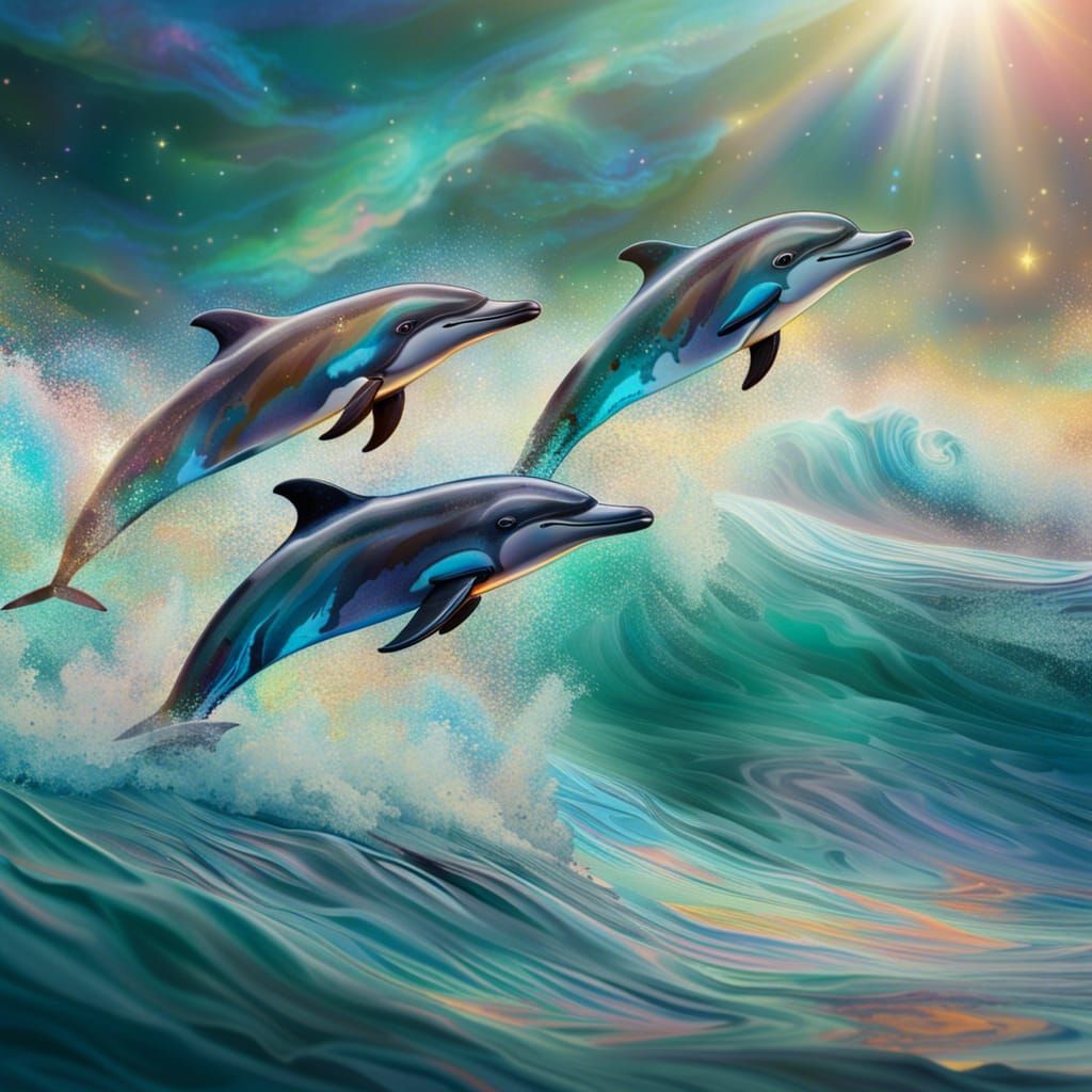Dolphins Leaping: Holographic Cosmic Illustration