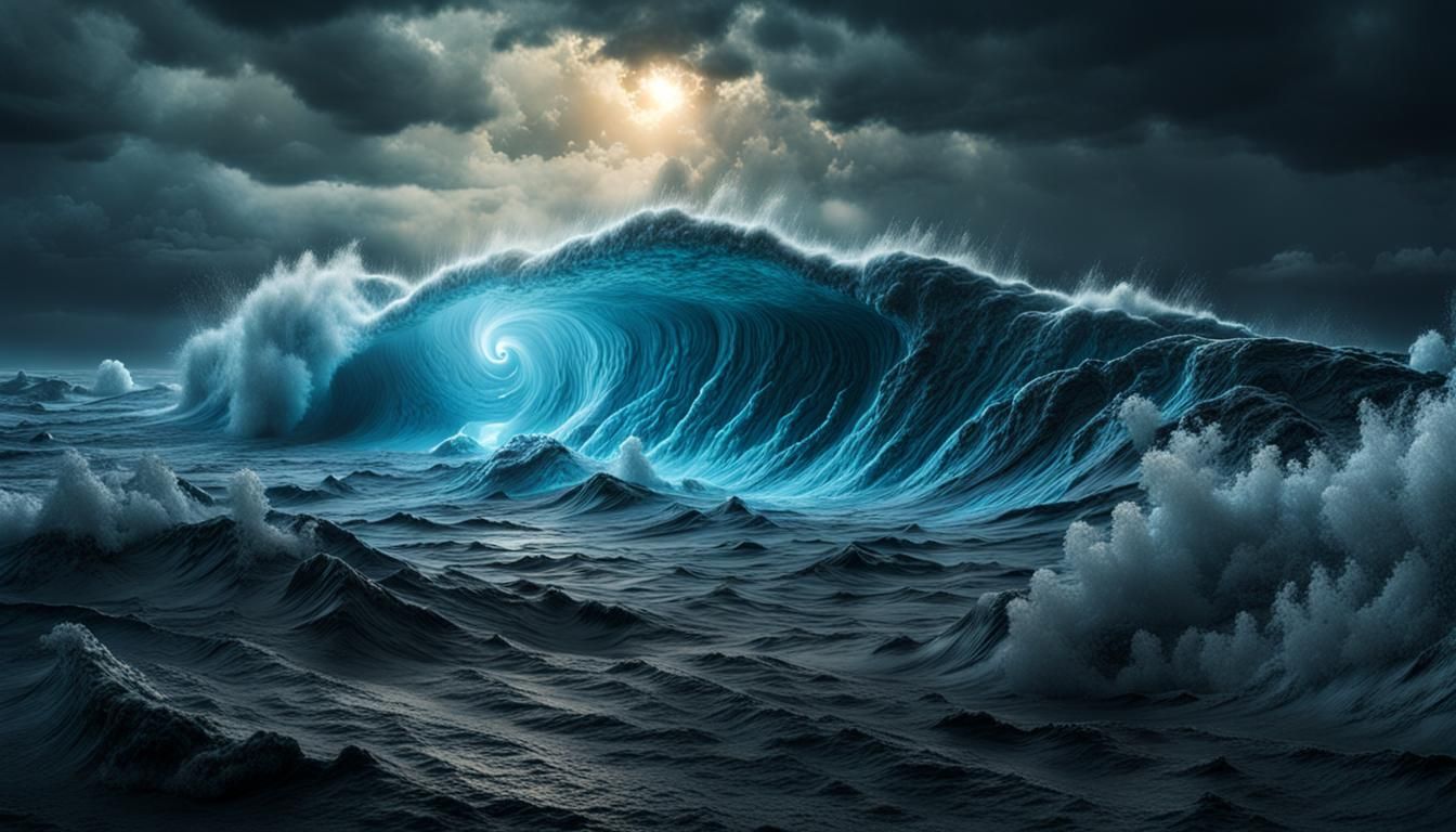 Bioluminescent Hurricane in Detailed 3D Rendering