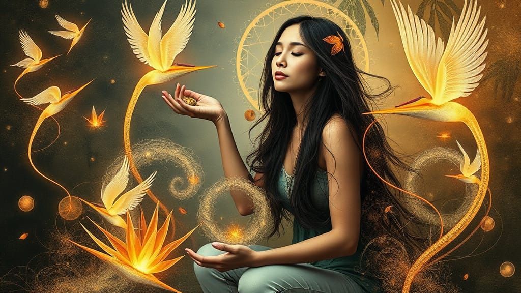 Surreal Goddess in Eastern Indonesia Landscape with Mythical...