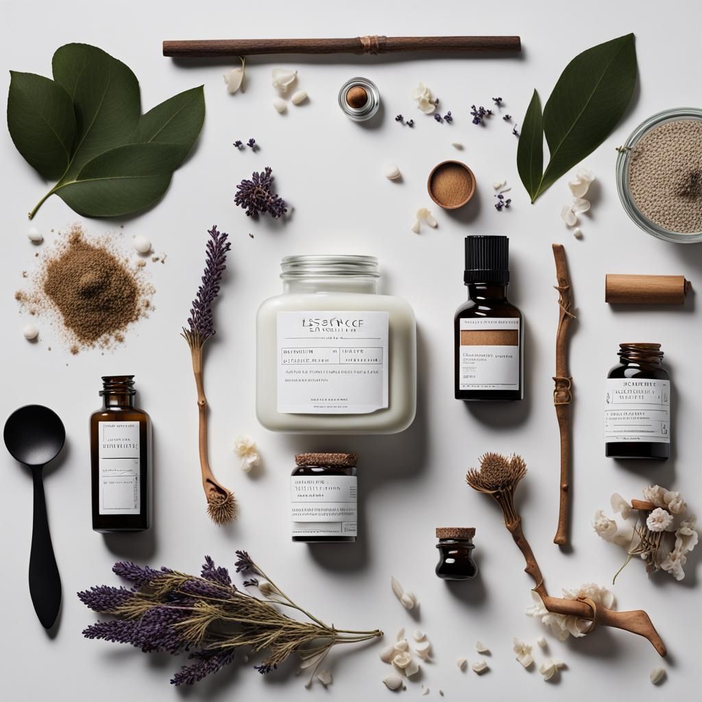 Minimalist Apothecary Flatlay: Essence Unveiled