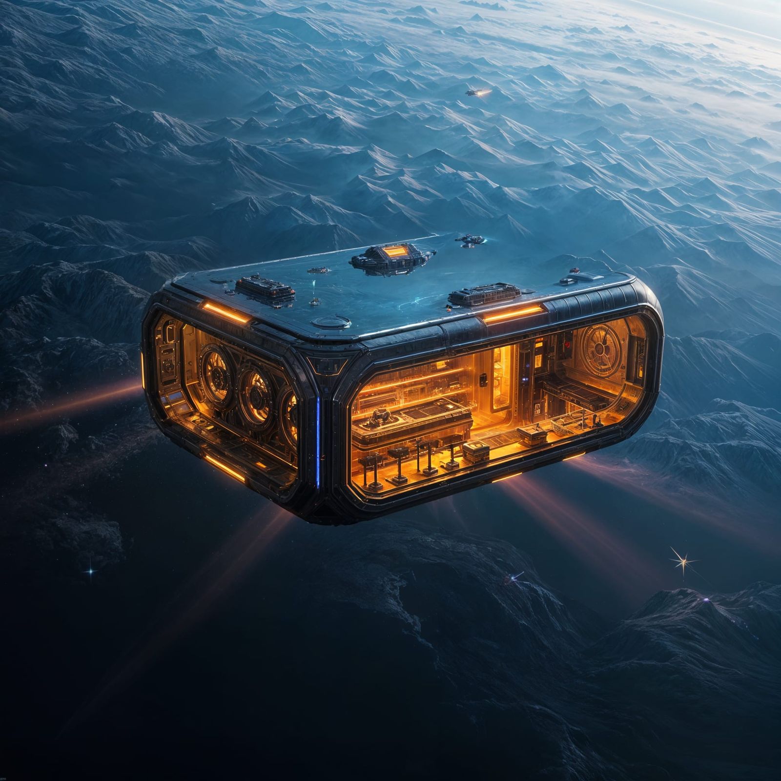 Platinum Sapphire Space Bar Outpost in Orbit