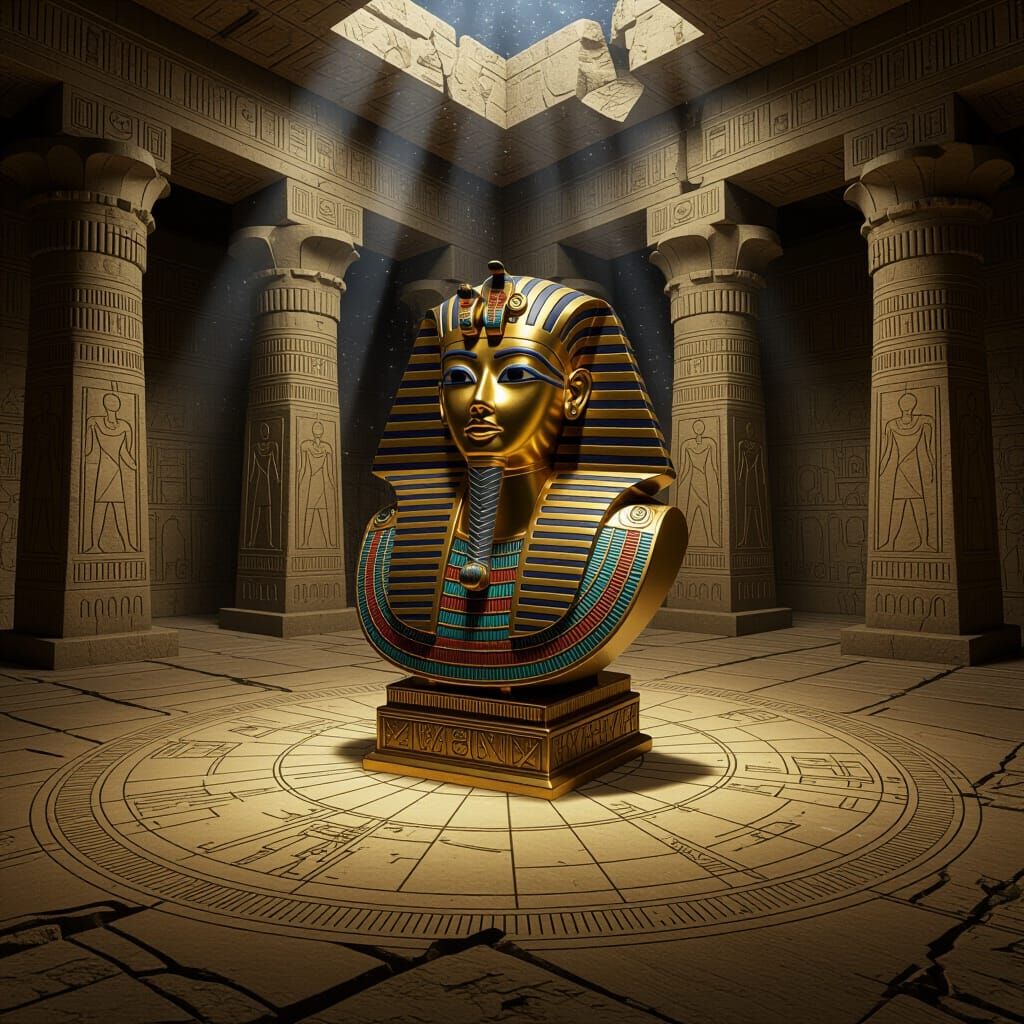 Steampunk Pharaoh Bust on Celestial Map
