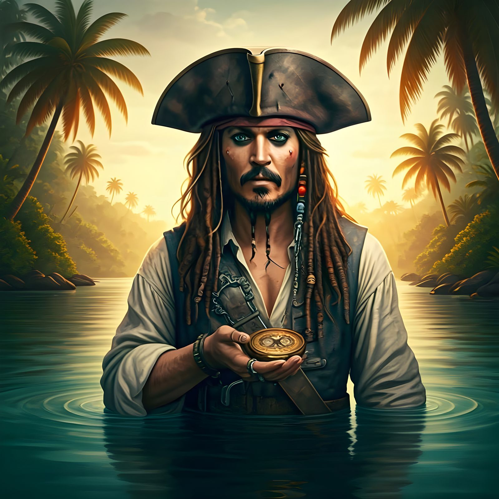 Captain Jack Sparrow in a Crystal Lagoon