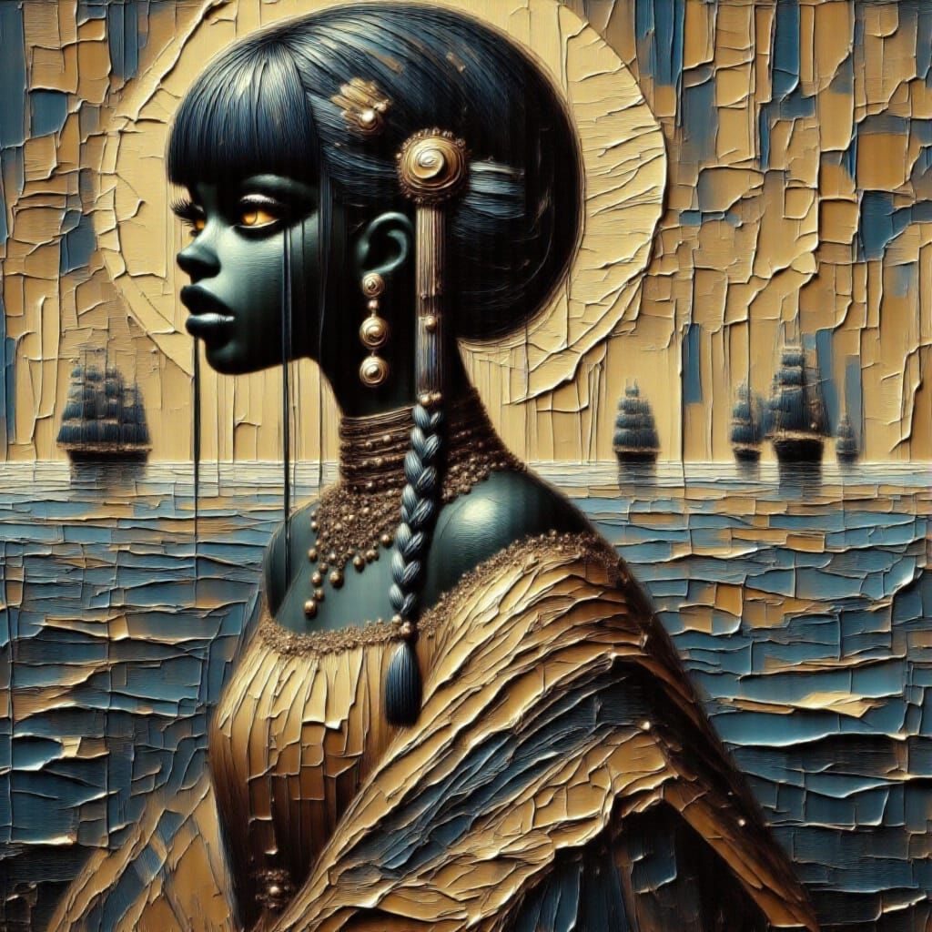 Elegant Woman with Blue Hair and Kitten