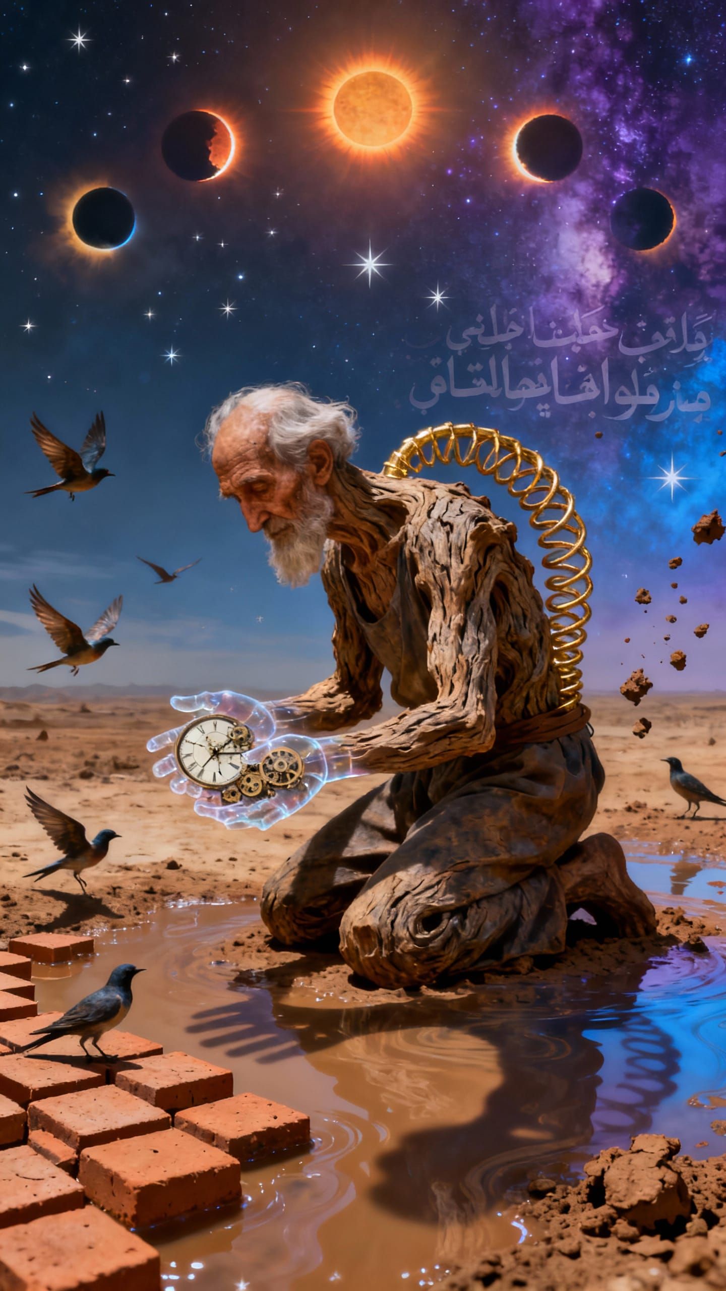 Elderly Craftsman in Surreal Liminal Space