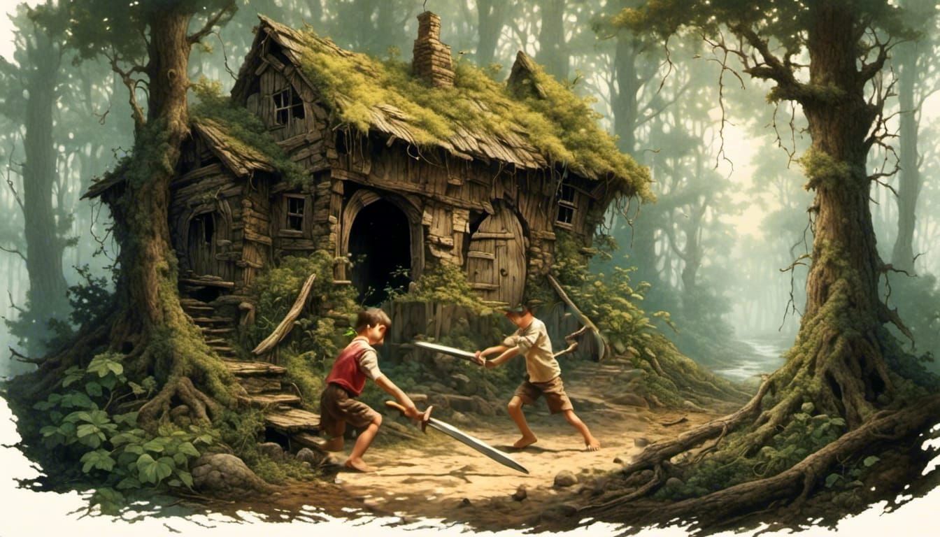 boys' secret hideout in the woods